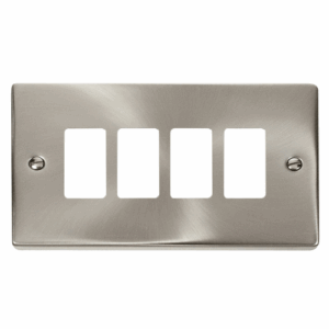 Click Deco 4 Gang GridPro Frontplate Satin Chrome