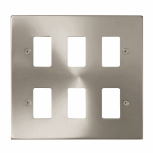 Click Deco 6 Gang GridPro Frontplate Satin Chrome