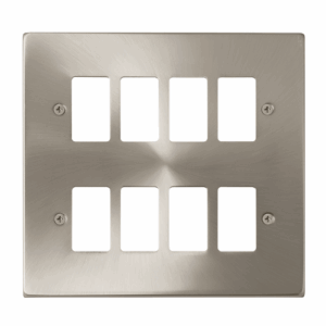 Click Deco 8 Gang GridPro Frontplate Satin Chrome