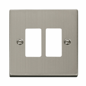 Click Deco 2 Gang GridPro Frontplate Stainless Steel