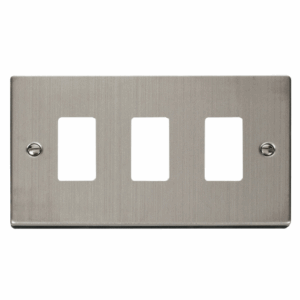Click Deco 3 Gang GridPro Frontplate Stainless Steel