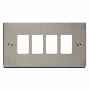 Click Deco 4 Gang GridPro Frontplate Stainless Steel