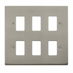 Click Deco 6 Gang GridPro Frontplate Stainless Steel