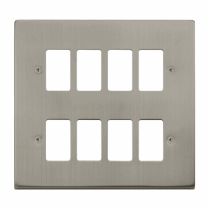 Click Deco 8 Gang GridPro Frontplate Stainless Steel