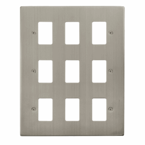 Click Deco 9 Gang GridPro Frontplate Stainless Steel