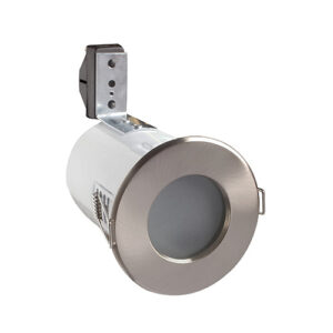 Robus Starling 50W Mains Voltage Steel Fire Rated Shower Downlight IP65 91mm Brushed Chrome