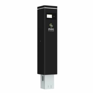 Evec Black floor mounted smart EV charger pedestal c/w 1x 7.4kW charging socket