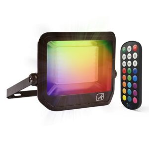 Ansell Telic RGBW Floodlight 30W Black Remote Control