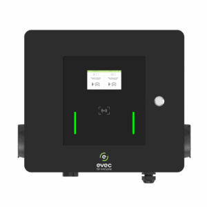 Evec VEC Sprint Black wall mounted smart EV charger c/w 2x 22KW charging socket