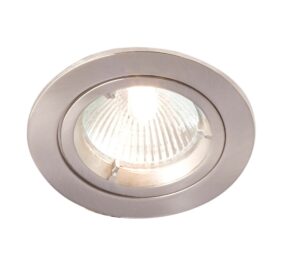 Robus Zak GU10 Mains Die Cast Downlight Max 50W 70mm Brushed Chrome Dimmable