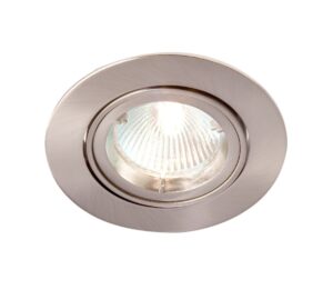 Robus Zak GU10 Mains Die Cast Downlight Max 50W 82mm Brushed Chrome Dimmable Tilt