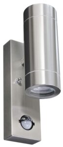 Robus Canefinch GU10 Up/Down Wall Light IP44 Pir Double Brushed Chrome