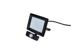 Robus Hilume 10W Led Flood Light With Pir IP65 Black 3000K C/W 1M Flex
