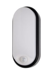Robus Ohio Multiwattage 8W 12W 18W IP54 Oval Bulkhead 3000 4000 6500K Pir C/W White And Black Trims