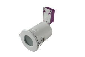 Robus Starling 50W Mains Voltage Steel Fire Rated Shower Downlight IP65 91mm White