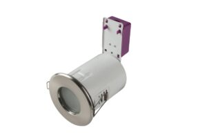 Robus Starling 50W Mains Voltage Steel Fire Rated Shower Downlight IP65 91mm Brushed Chrome