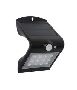 Robus Sol 1.5W Solar Led Wall Light With Pir IP65 Black 4000K