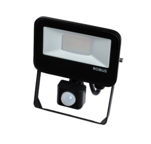 Robus Selest 10W Floodlight With Pir IP65 CCT3 Black C/W 1M Flex
