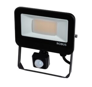 Robus Selest 20W Floodlight With Pir IP65 CCT3 Black C/W 1M Flex